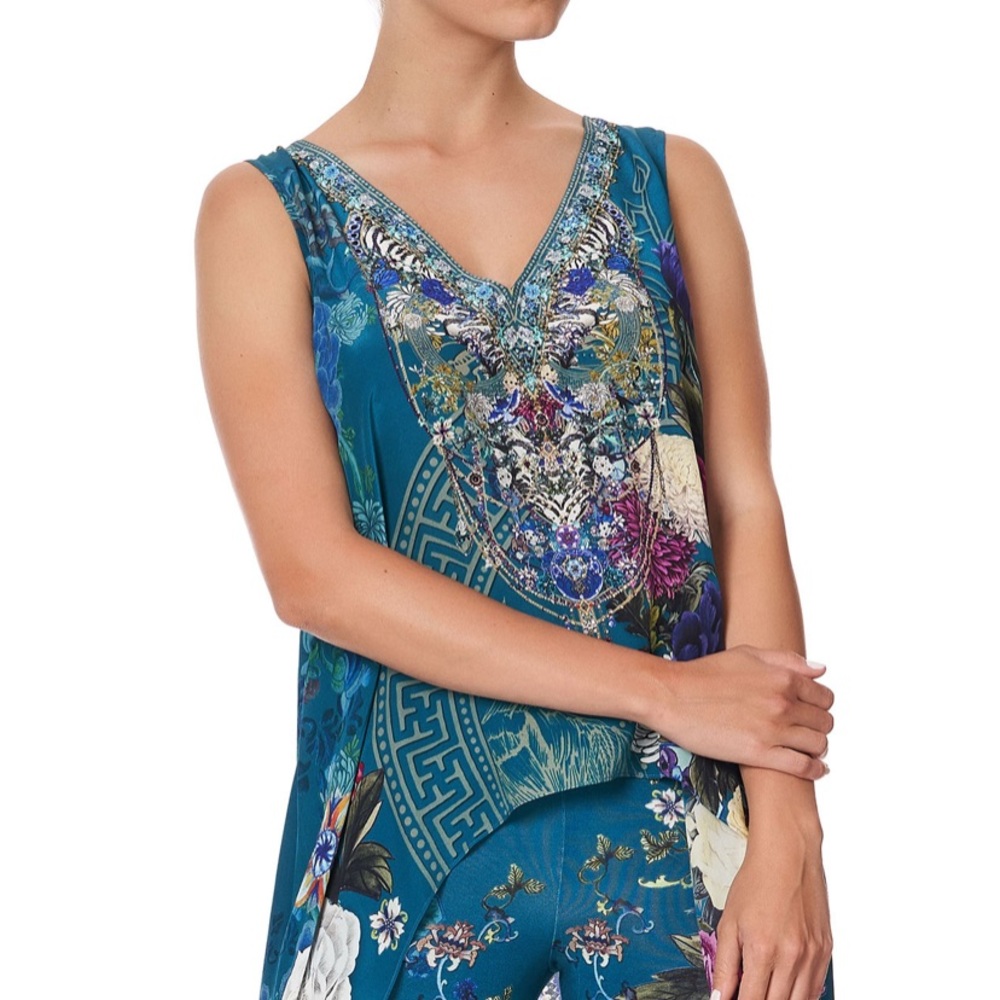 Camilla teal Lunar Gazing silk blouse NWT XS/S - Picture 2 of 12